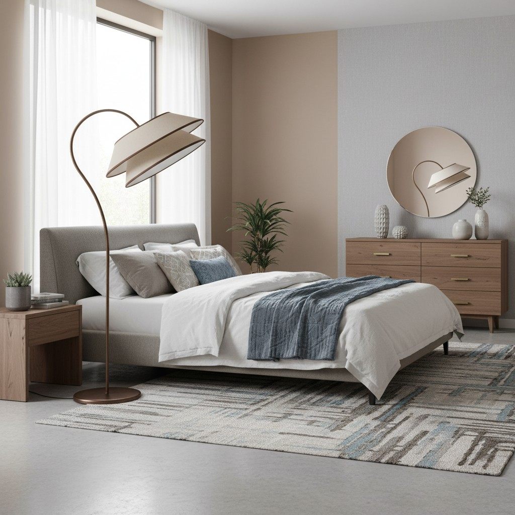 Tarivon Stacked Floor Lamp – Modern Antique Linen Shade for Bedroom & Living Room