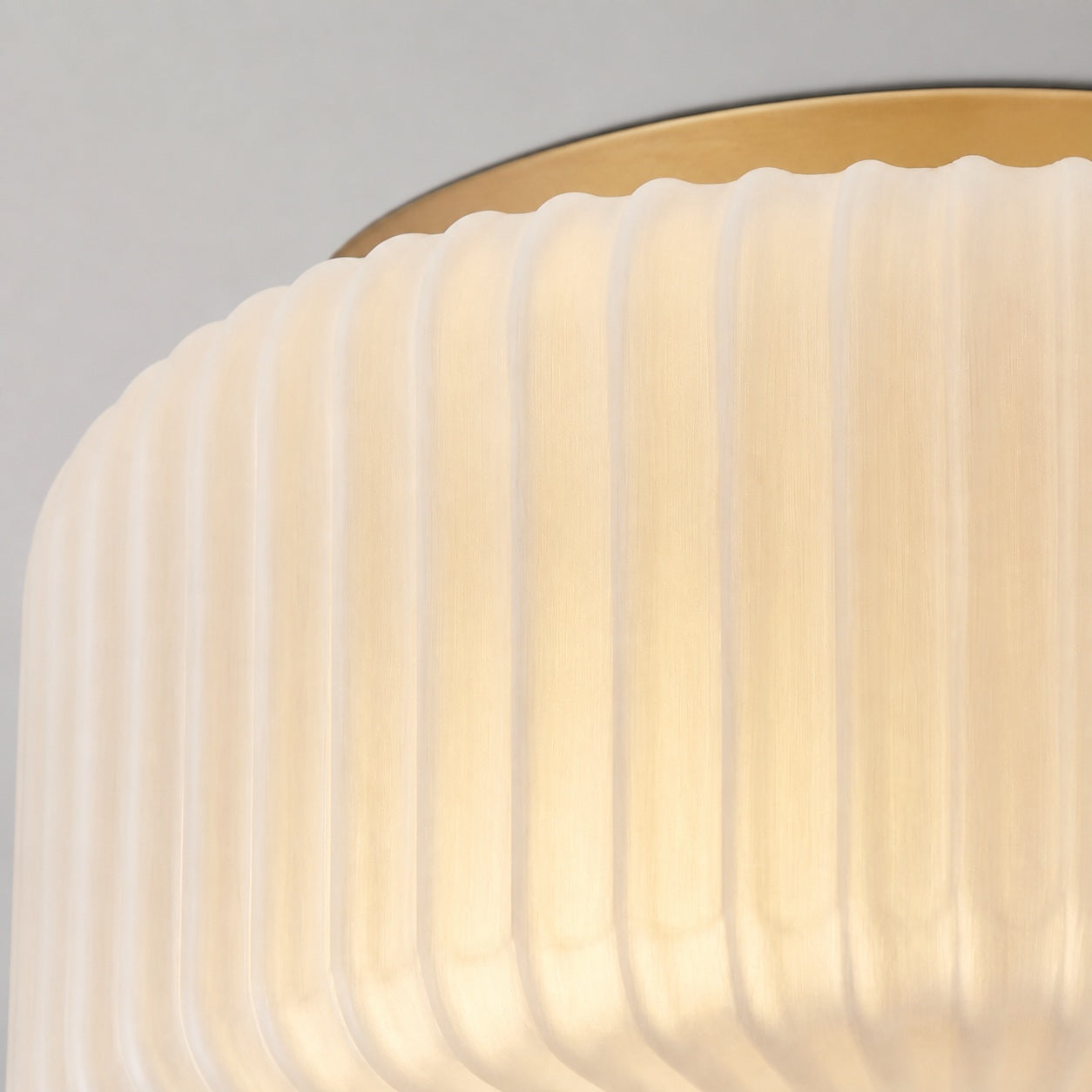 Lunorib Contemporary Opaline Glass Ceiling Fixture - Textured Ribbed Metal Lighting for Living Areas