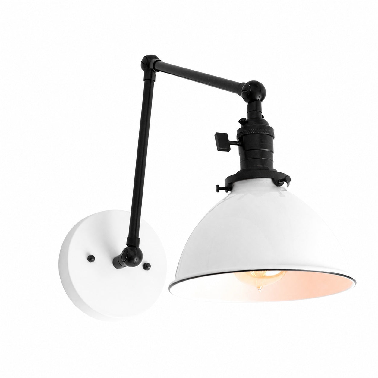 Conique Metal Vintage Industrial Swing Arm Wall Lamp - Adjustable Dome Shade for Study