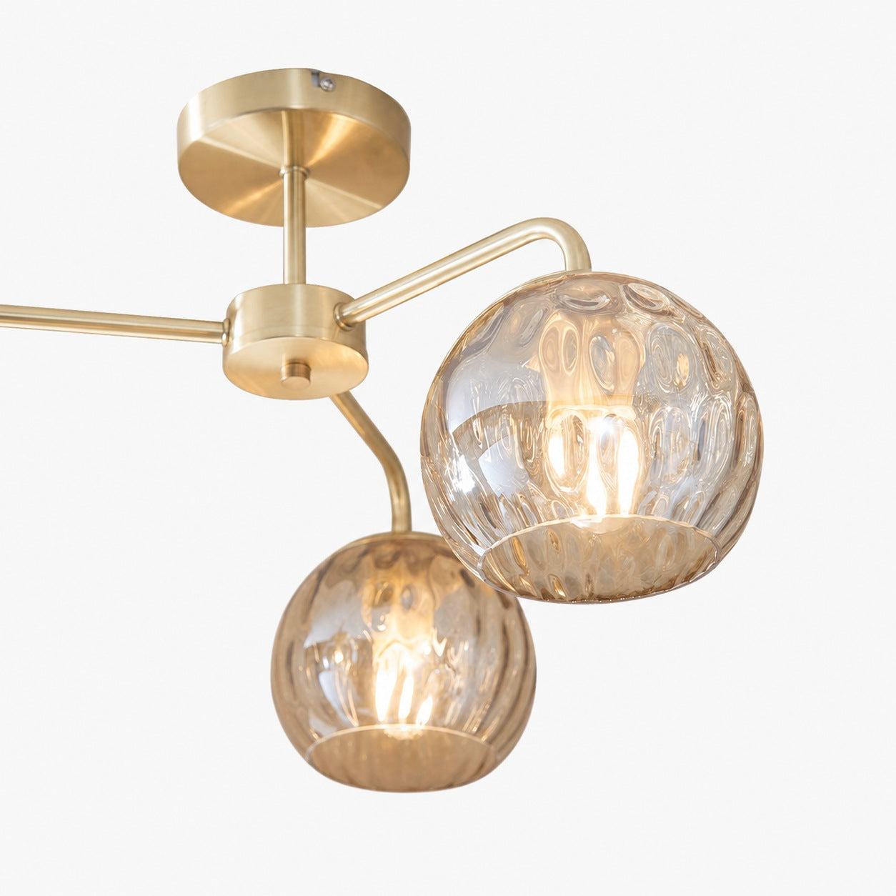 Elegant Brass Finish 3-Light Ceiling Lamp - Globe Semi Flush Light