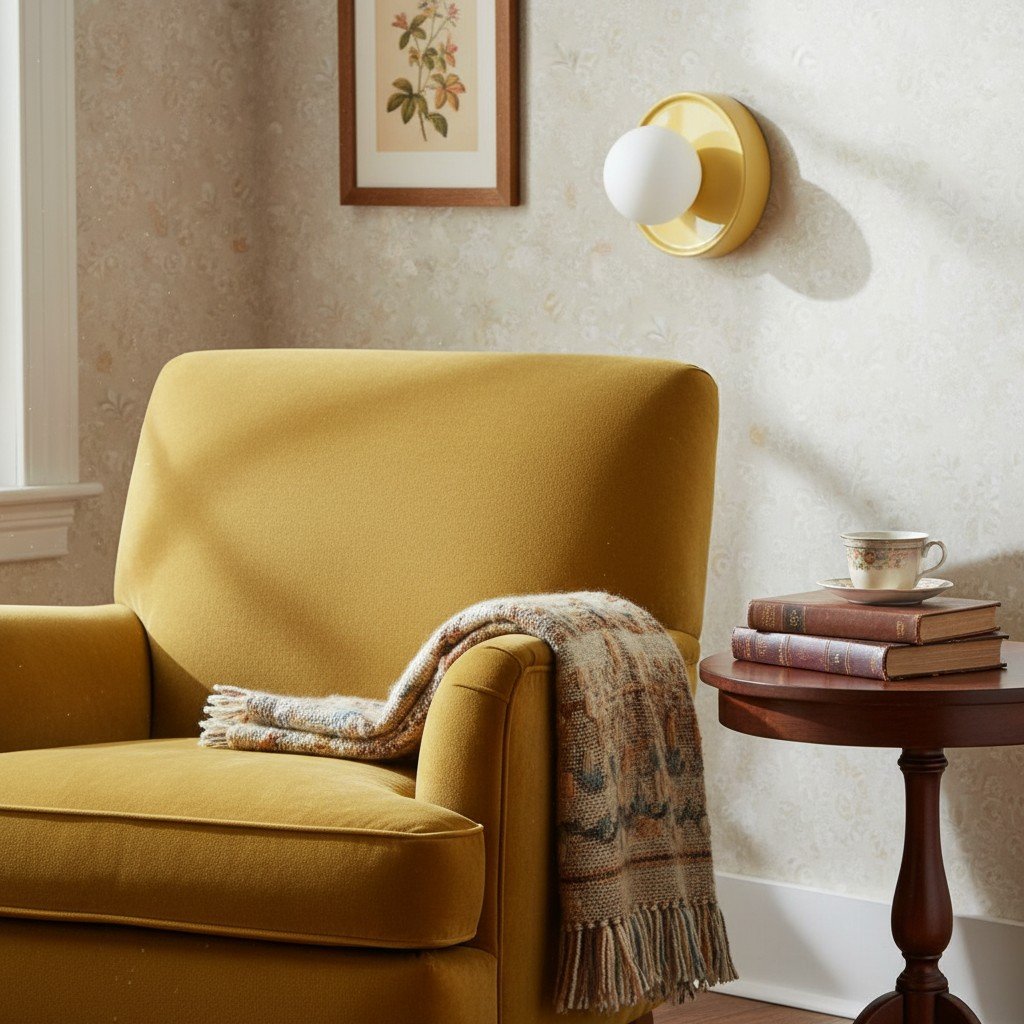 Solna Round Glass Wall Sconce with Ceramic Base-Minimalist Lighting for Bedroom or Hallway