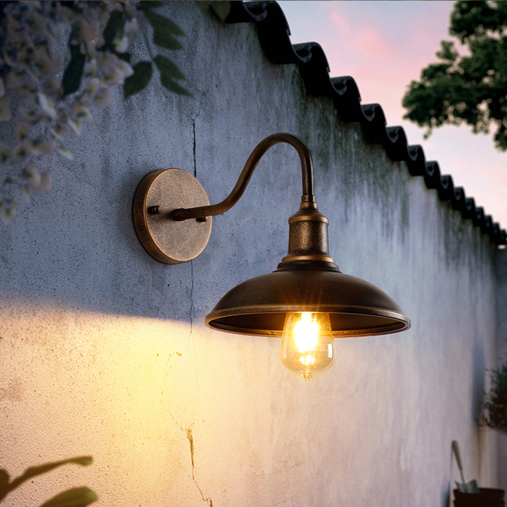 Retro Industrial Bowl Shaped Outdoor Waterproof Wall Light