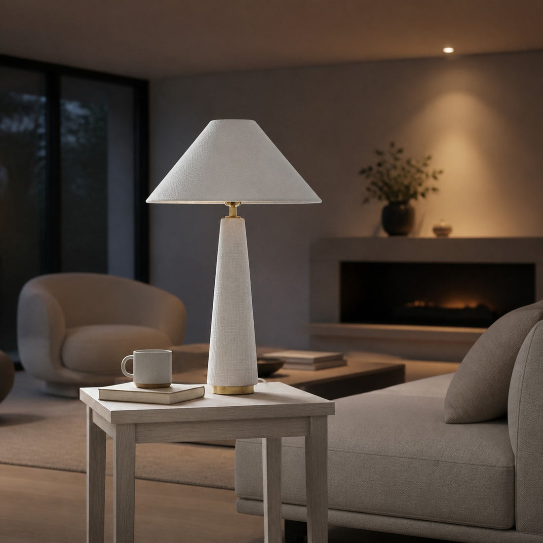 Ceruna Cone Shaded Table Lamp - Elegant Fabric for Living Room and Entryway