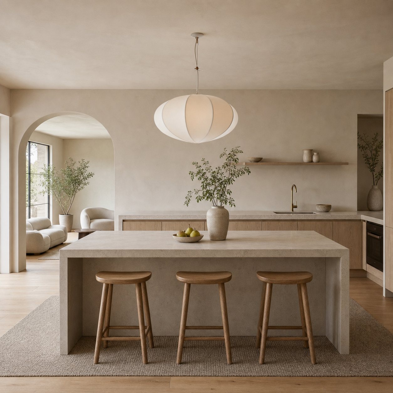 Alvian Adjustable Pendant Light with Linen Shade for Dining Room and Kitchen Island