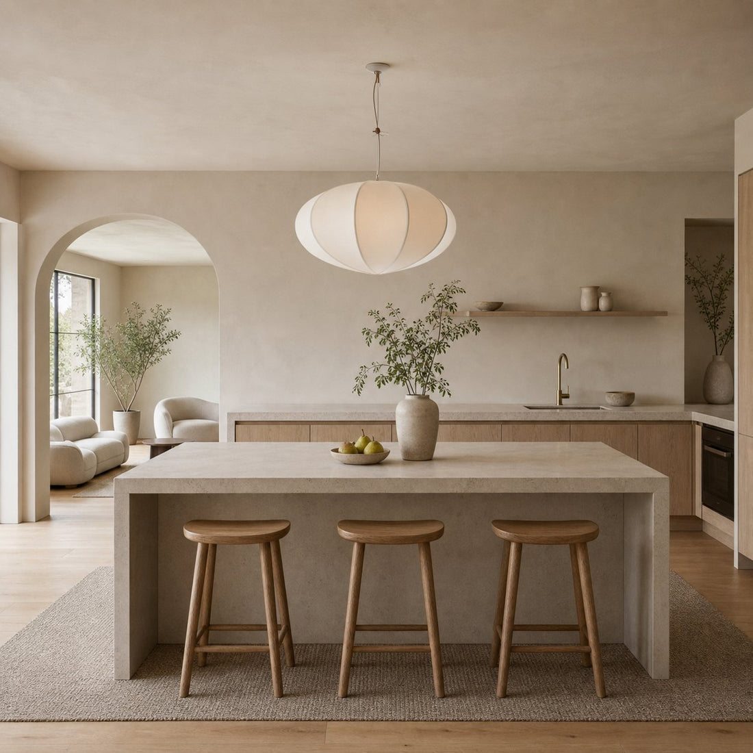 Alvian Adjustable Pendant Light with Linen Shade for Dining Room and Kitchen Island
