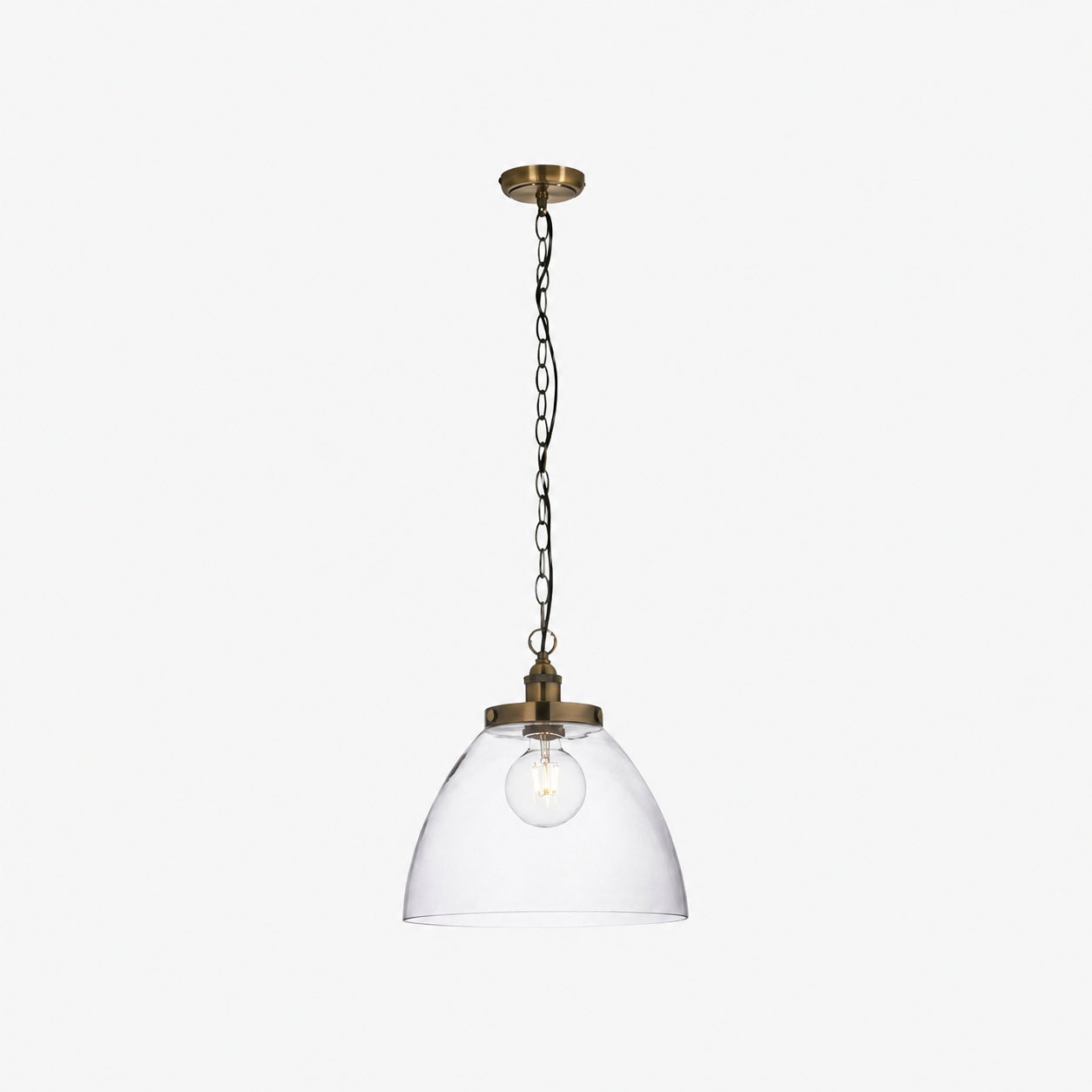 Novera Art Deco Dome Adjustable Height Glass Shade Pendant Light - Living Room