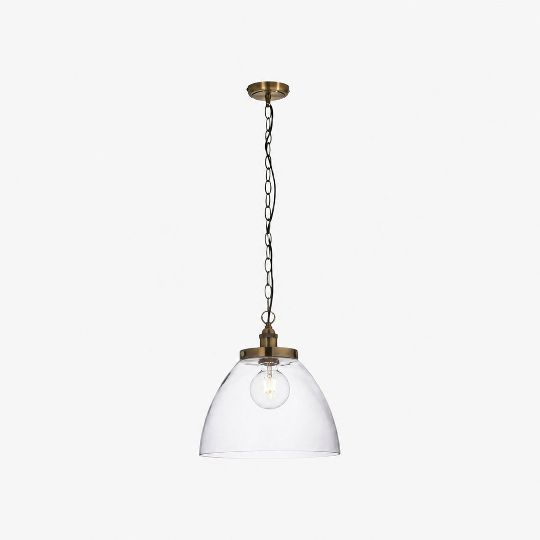 Novera Art Deco Dome Adjustable Height Glass Shade Pendant Light - Living Room