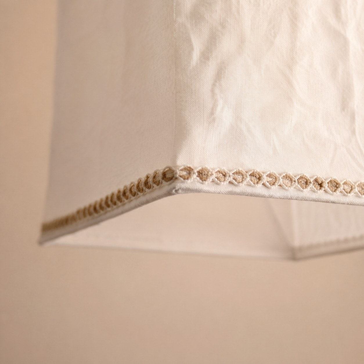 Close view of the decorative lower shade trim