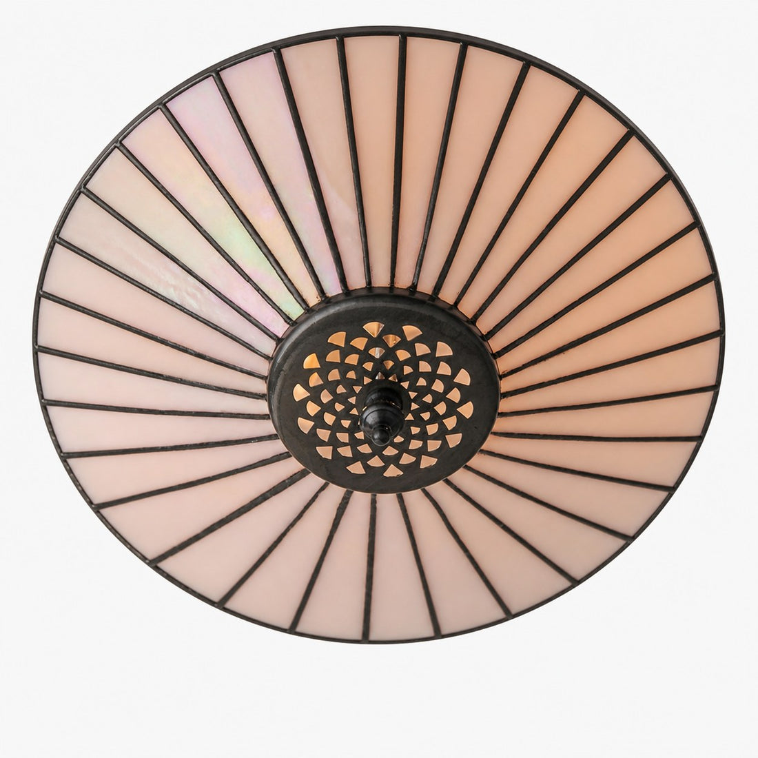 TF Fargo Geometric Flush Mount Light — Handcrafted Art Deco Stained Glass Lamp for Entryway