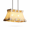 Style A 50 cm natural linen wood and fabric pendant lamp