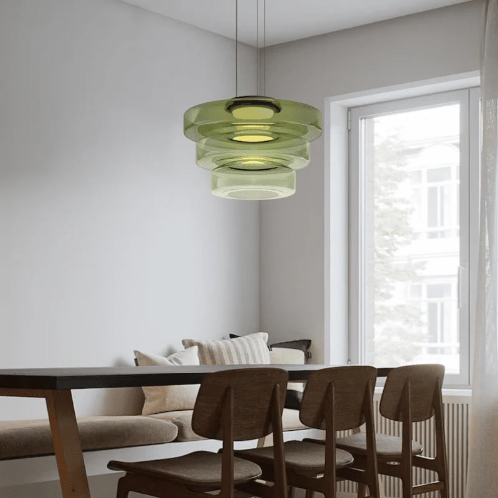 Green Glass Pendant Light - Nordic Levels Series Hanging Light