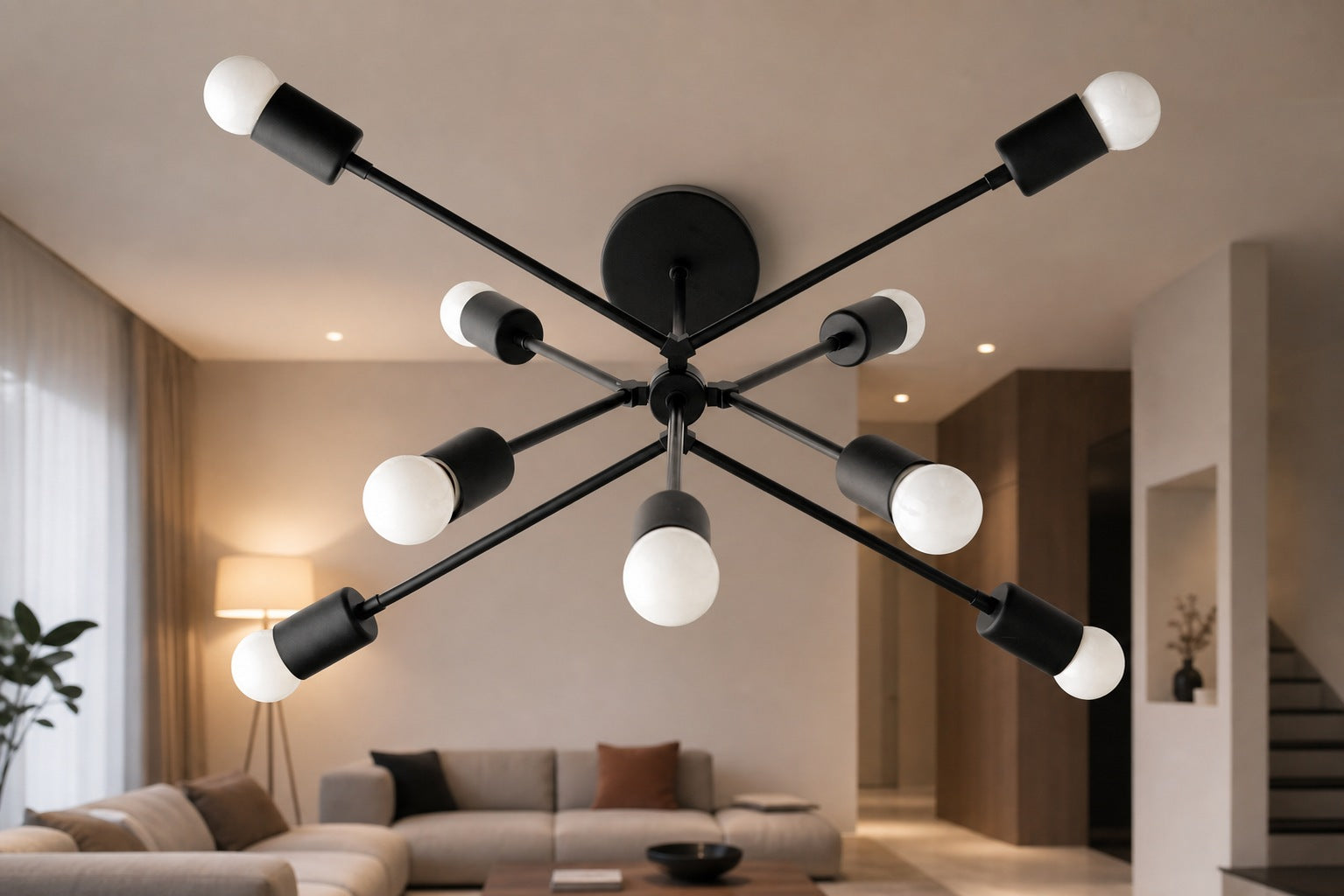 Mobilux Line Modern Chandelier - Mid Century Ceiling Light Fixture