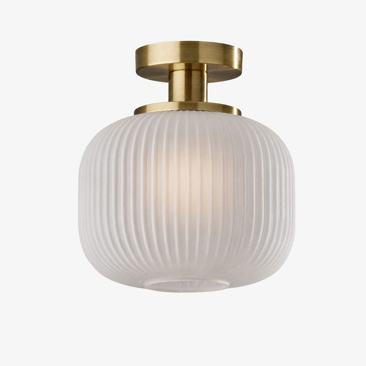 Pelviona Modern Ribbed Glass Pendant - Frosted & Brass Ceiling Light Add Timeless Charm to Your Space