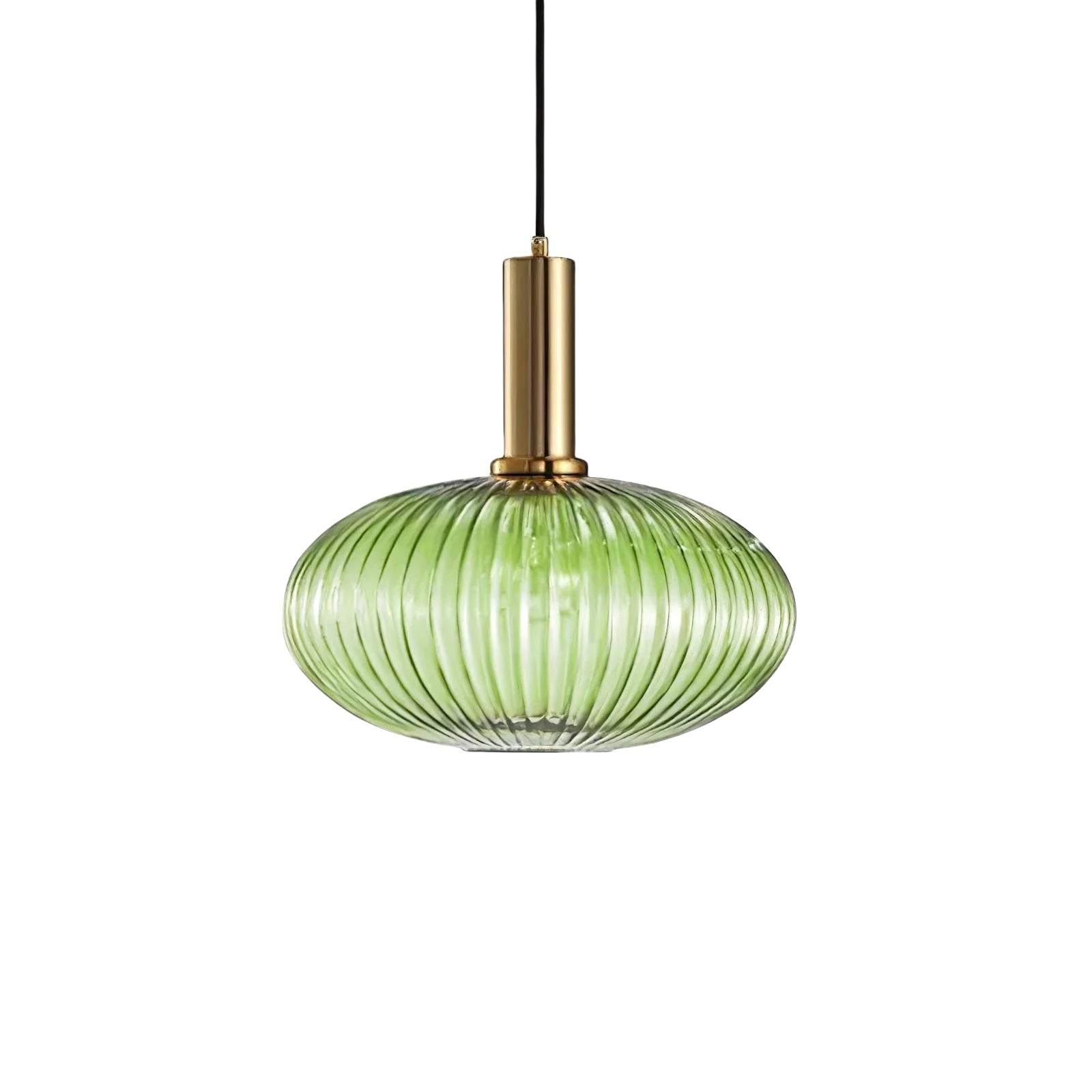 Ribbed Stained Glass Pendant Lamp – Retro Lantern Shape Hanging Light