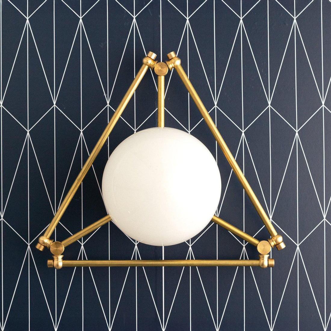 Glorica Glass Geometric Brass Ceiling Light - Hand-Blown Globe Design