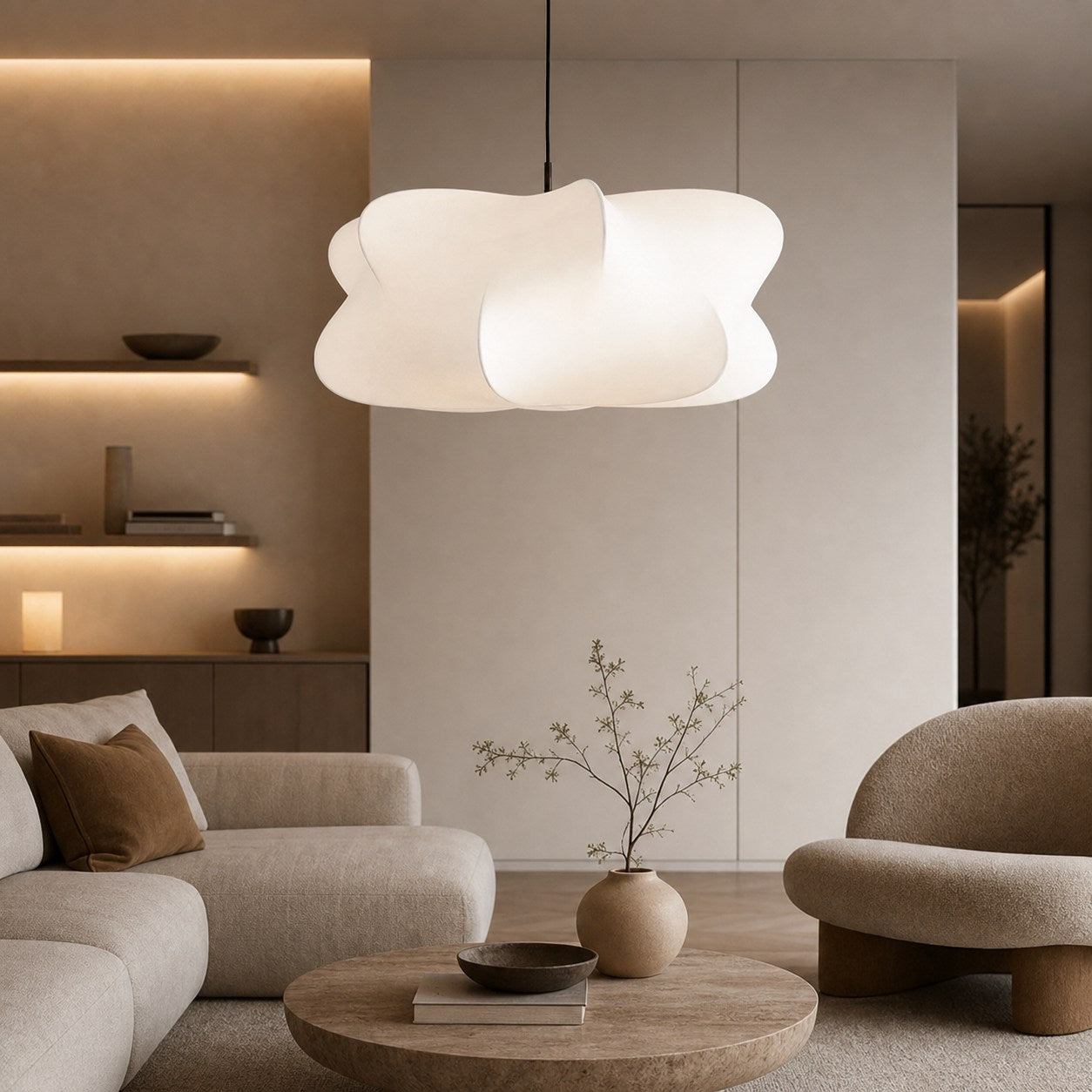 Havion Cocoon Pendant Lamp - Minimalist Polymer Shade with Adjustable Hanging