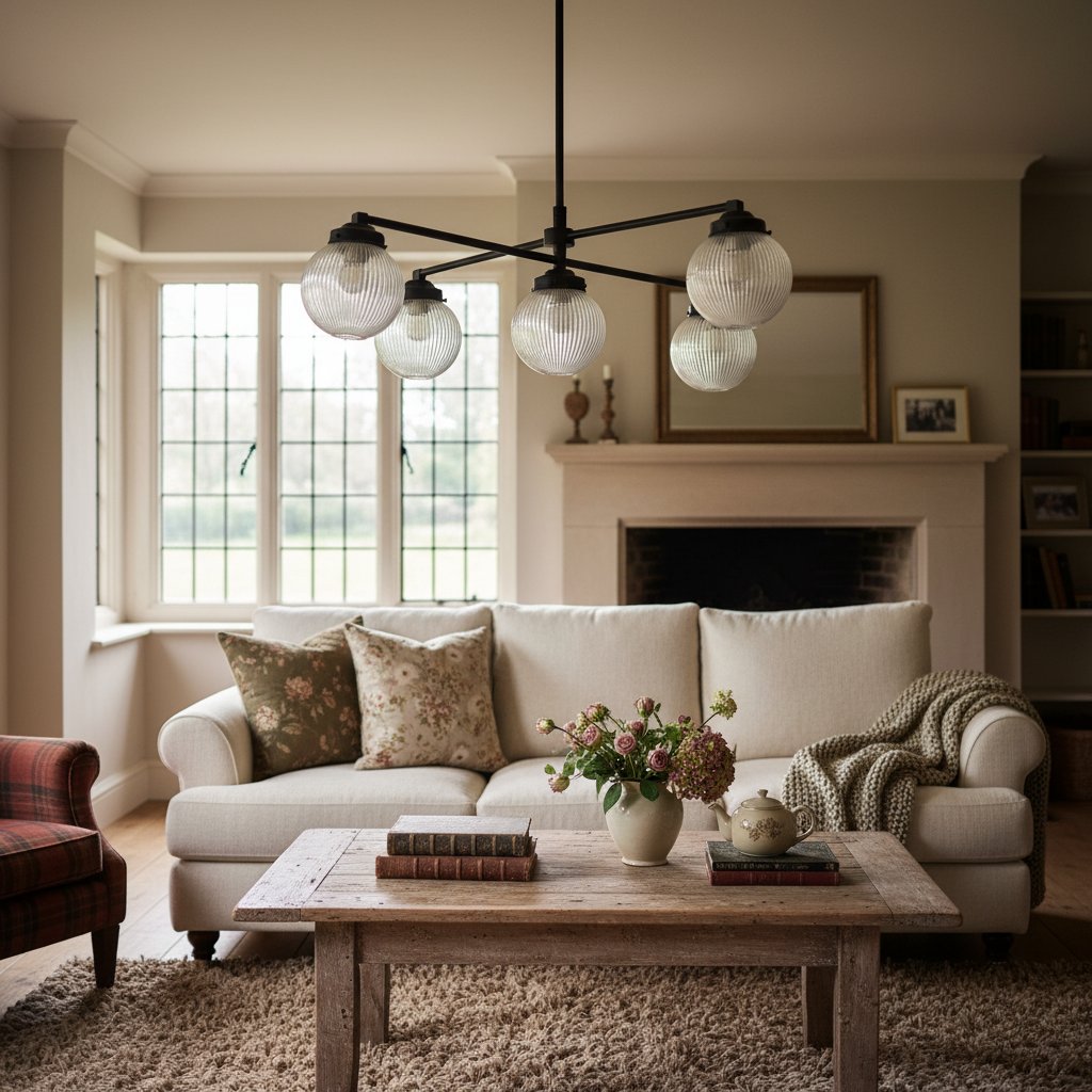 Glorica Glass Frosted Glass Globe Chandelier - Brass Modern Lighting for Living Room