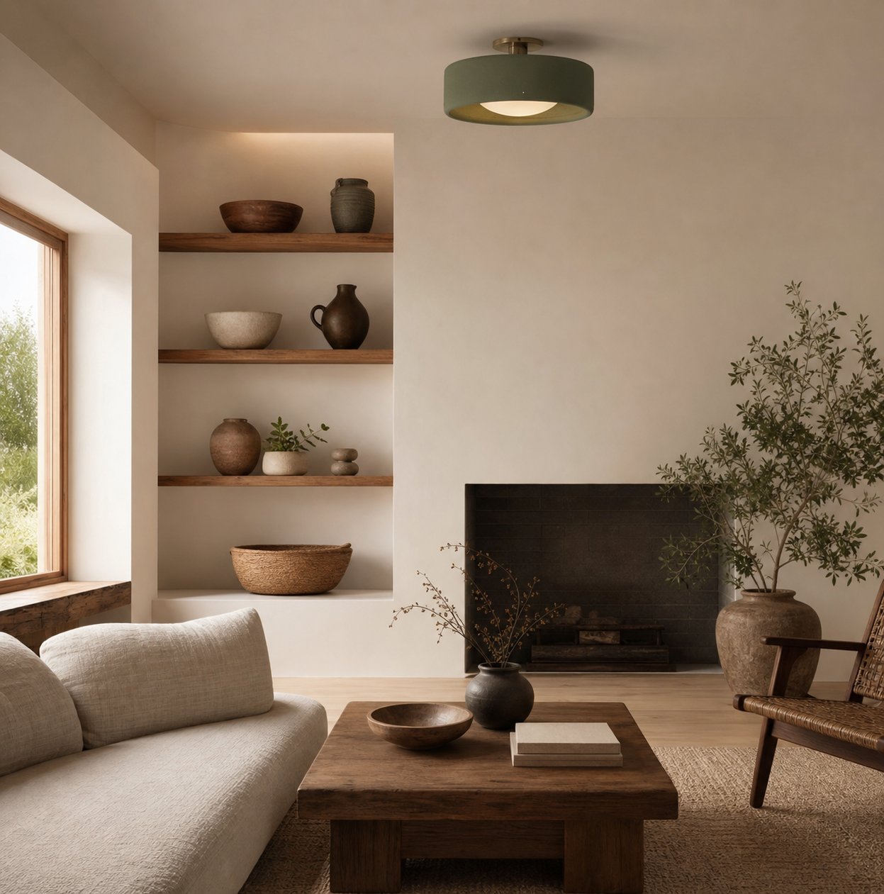 Cerova Modern Porcelain Flush Mount Ceiling Light– Elegant Ivory Shade