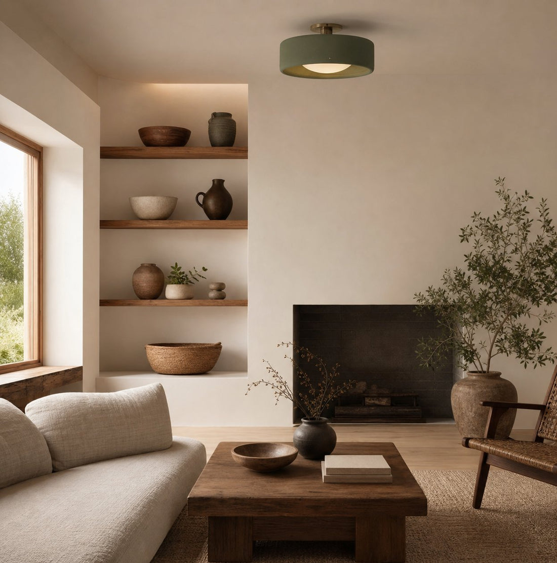 Cerova Modern Porcelain Flush Mount Ceiling Light– Elegant Ivory Shade