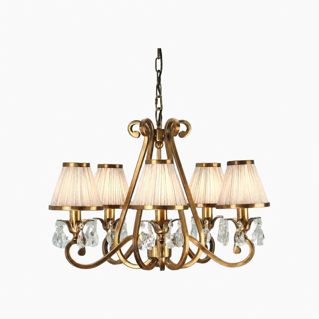 Talonis Multi-light Fabric Chandelier - Elegant Metal Curved Arms for Dining and Living