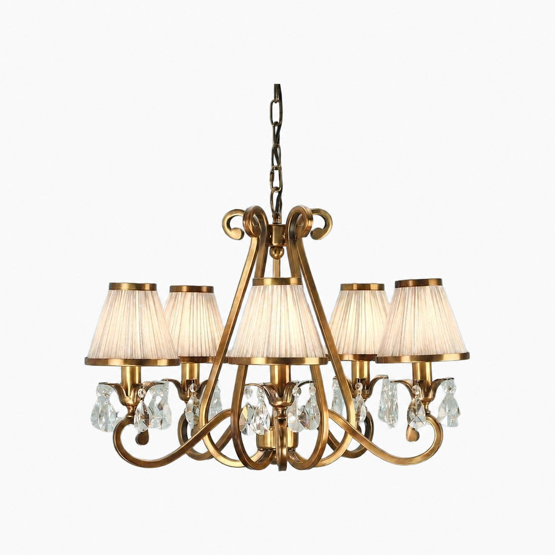 Talonis Multi-light Fabric Chandelier - Elegant Metal Curved Arms for Dining and Living