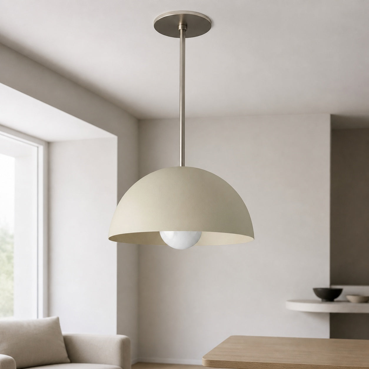 Metio Dome Neutral Dome Pendant - Modern Metal Accent Lighting
