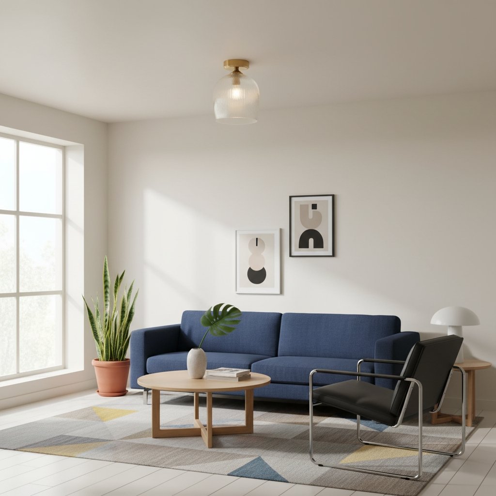 Brazara Dome Ceiling Light - Industrial Ribbed and Clear Glass for Living Room