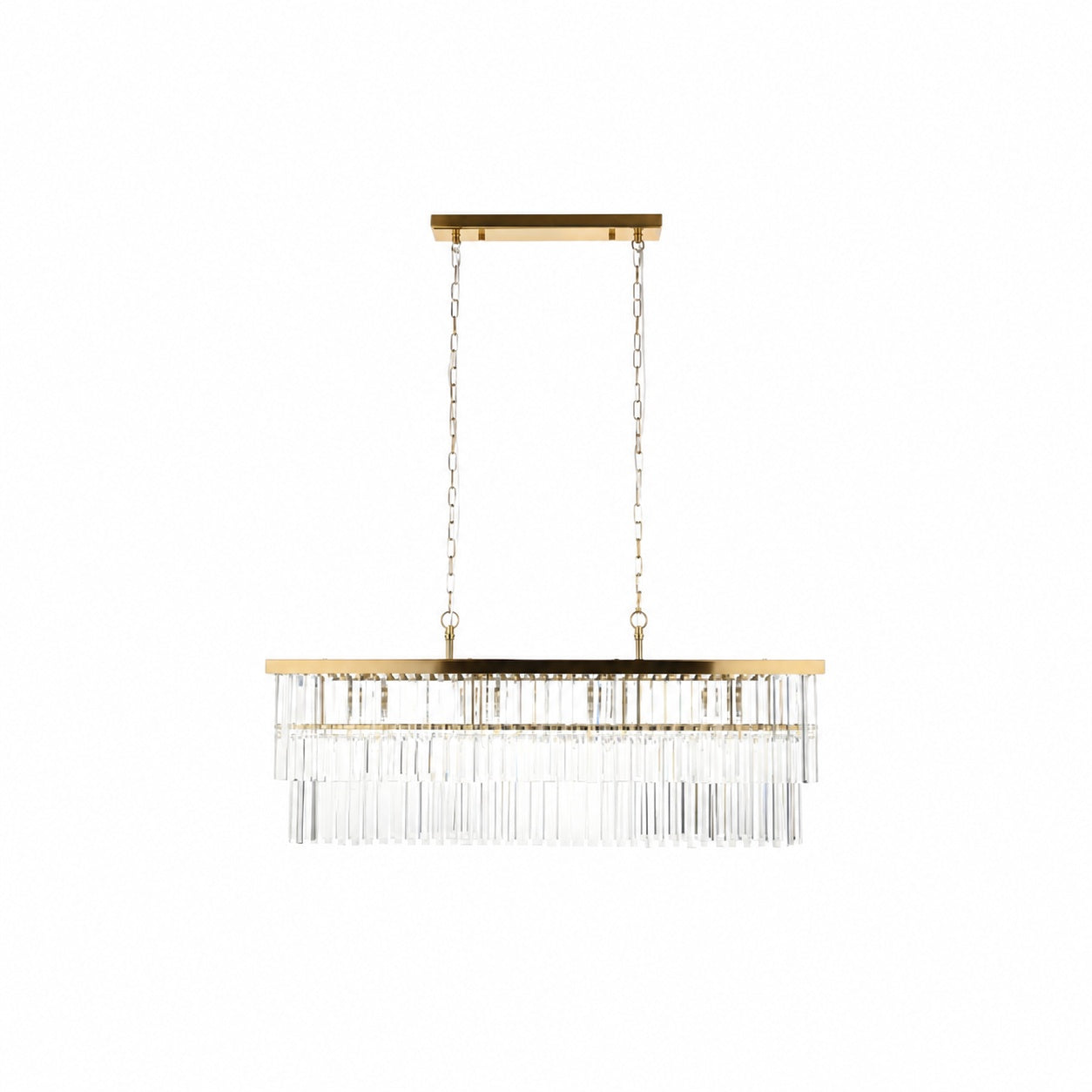 Vitralon Linear Pendant Lamp - Diamond-Shaped Glass Lampshade (Crystal-Clear) - Fits Living and Dining Rooms