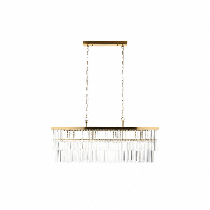 Vitralon Linear Pendant Lamp - Diamond-Shaped Glass Lampshade (Crystal-Clear) - Fits Living and Dining Rooms
