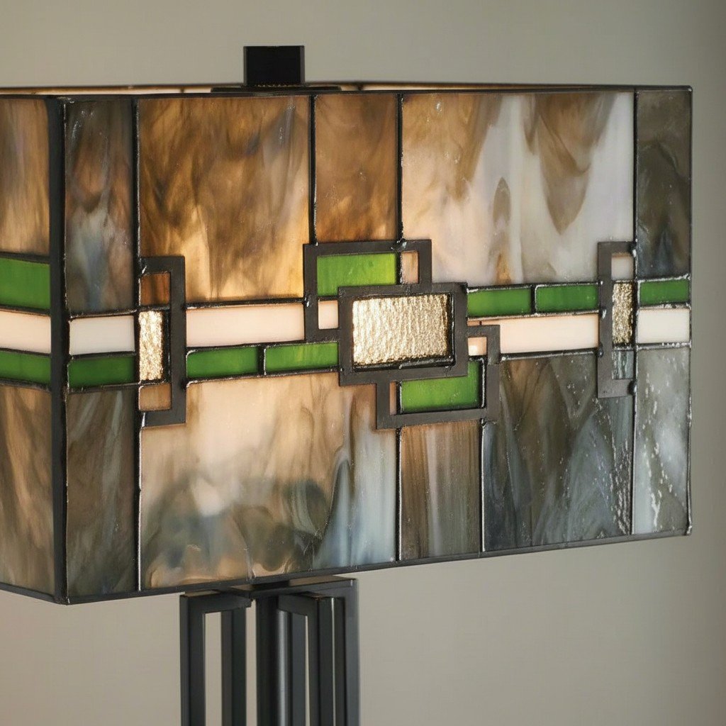 Culletto Stained-Glass Rectangular Table Lamp – Artisan Look for Bedrooms and Hallways