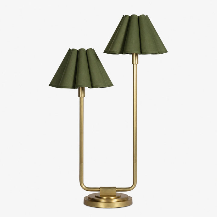 Modern Vintage Table Lamp - Scalloped Shade Capirise Light with Metal Base