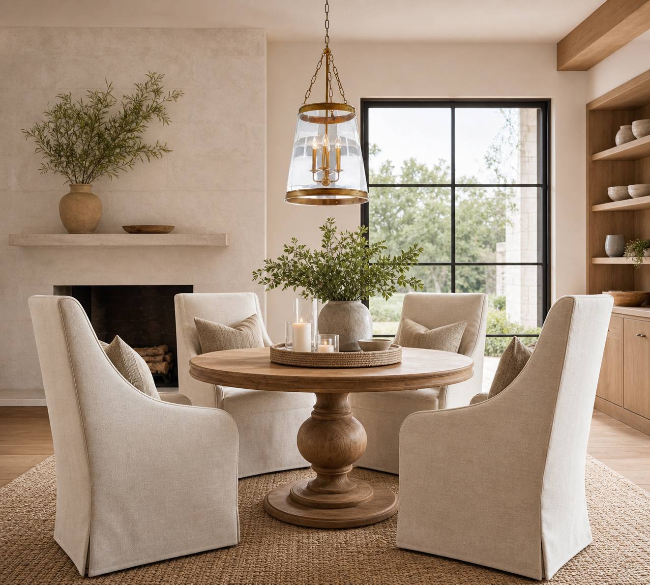 Driscoll Glass Drum Pendant Light - Contemporary Brass Hanging Lamp