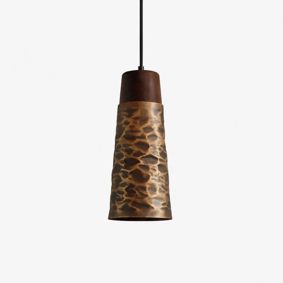 Style D cylinder hammered copper pendant light