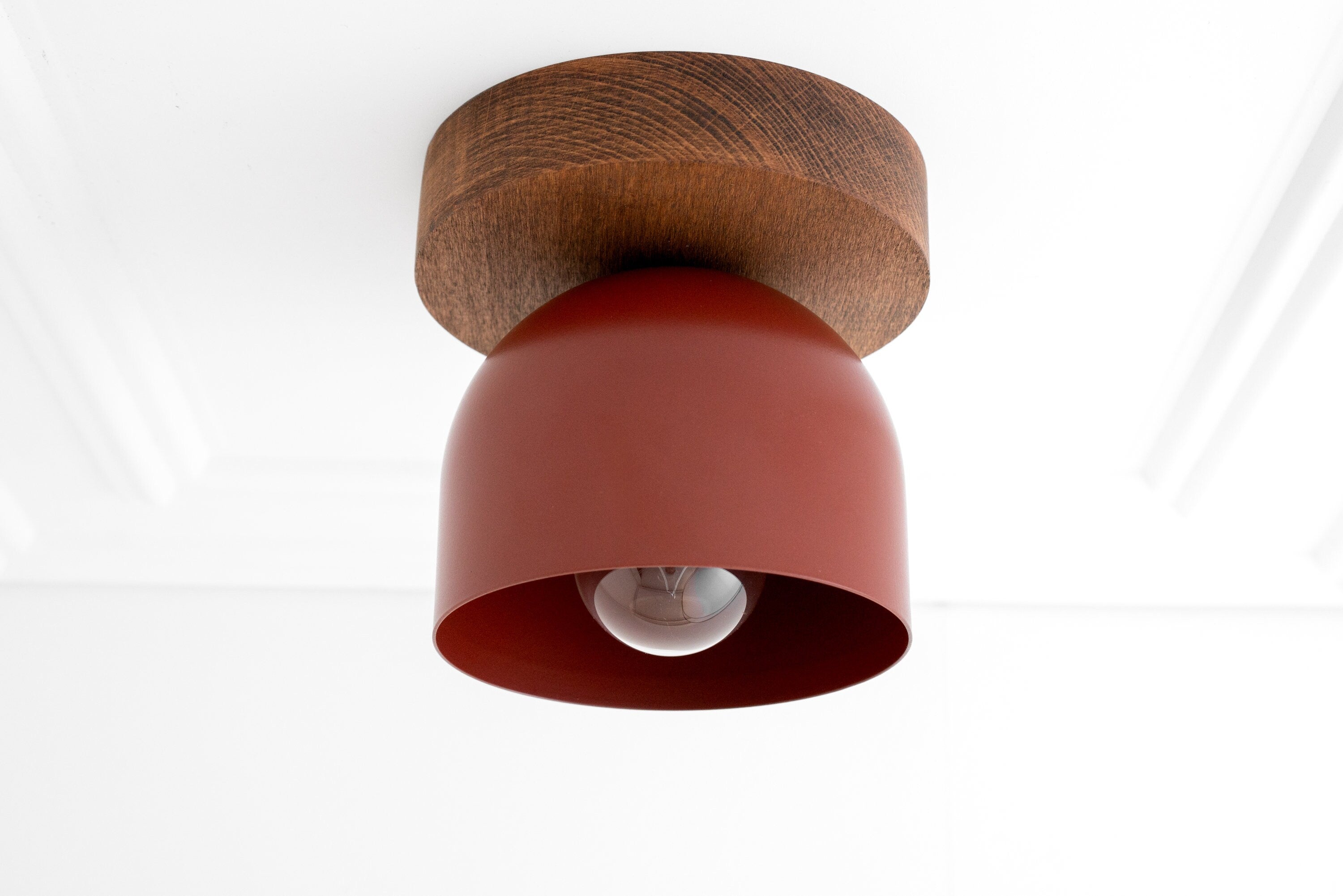 Metio Dome Modern Rustic Ceiling Light - Wooden and Metal Fusion