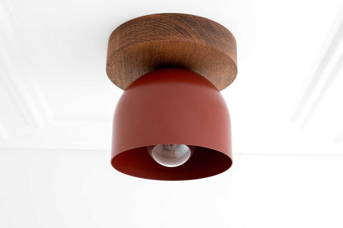 Metio Dome Modern Rustic Ceiling Light - Wooden and Metal Fusion