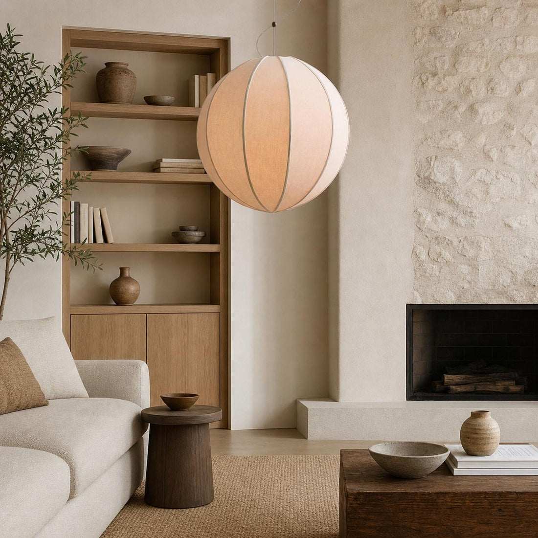 Alvian Pendant Light - Linen Shade with Adjustable Height for Cozy Dining