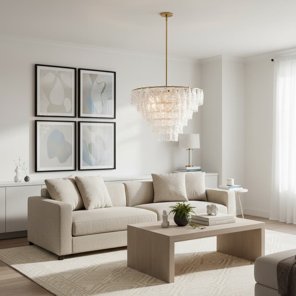 Lumvey Glass Round Chandelier - Elegant Pendant Light for Dining Room and Living Room