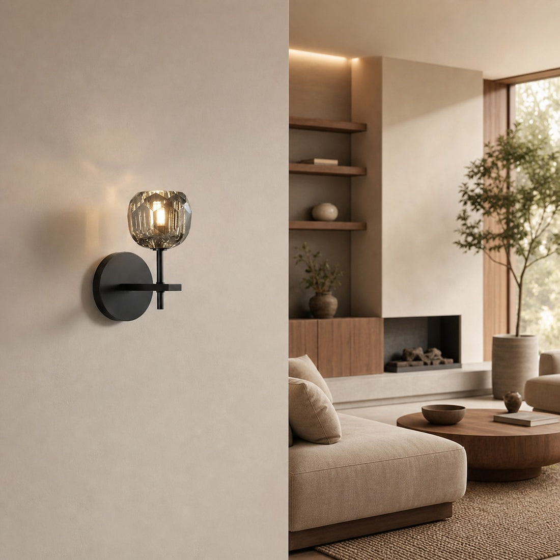 Luxury Crystal Wall Sconce - Brass Frame Modern Wall Light
