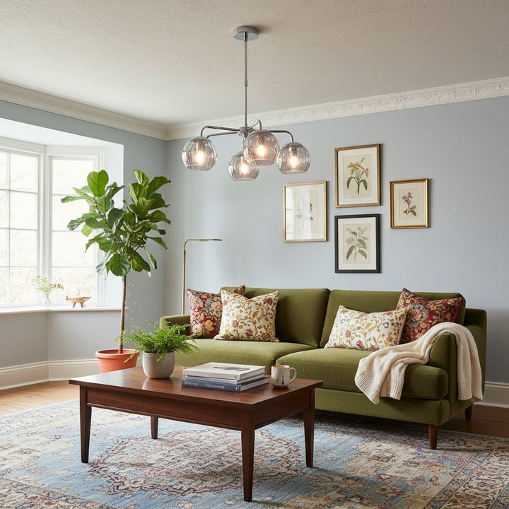 Tracian Glass Mid-Century Modern Globe Pendant Light for Dining Room