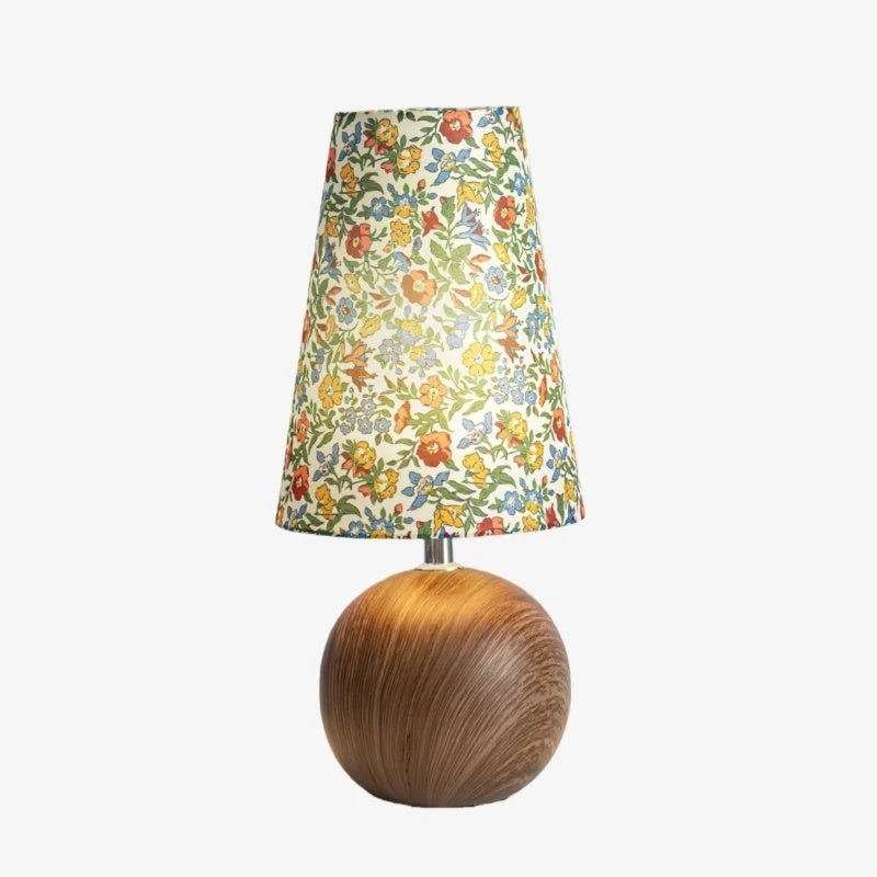 Florence Decorative Floral Table Lamp — Stylish Ambient Light with Wooden Detail for Home