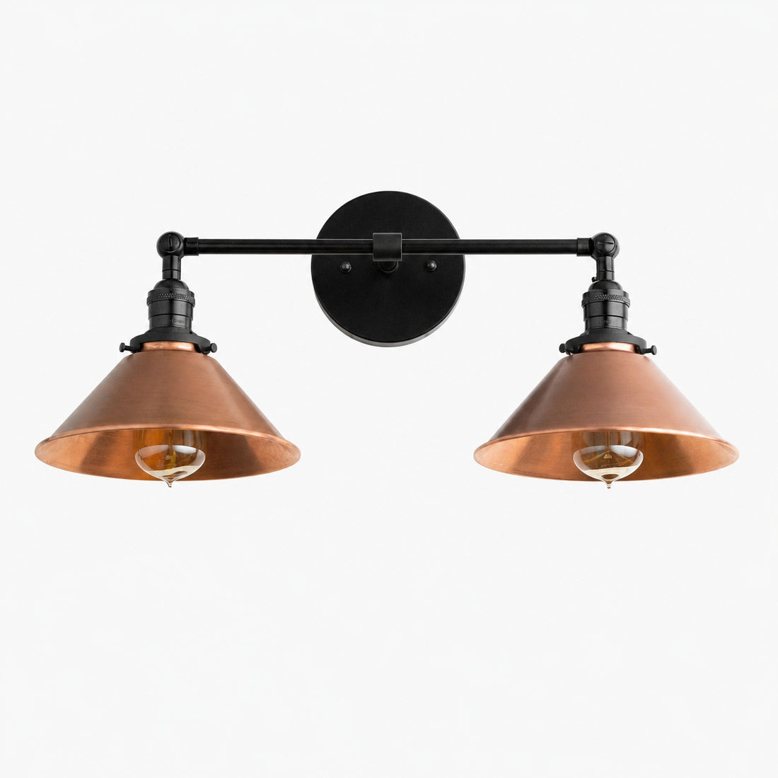 Conique Metal Industrial Wall Sconce with Dual Cone Shades - Vintage Metal Finish