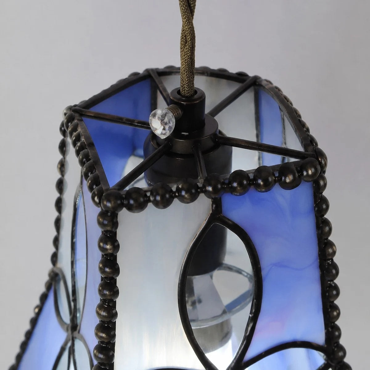 Top hardware, suspension rope, crystals, and shade frame