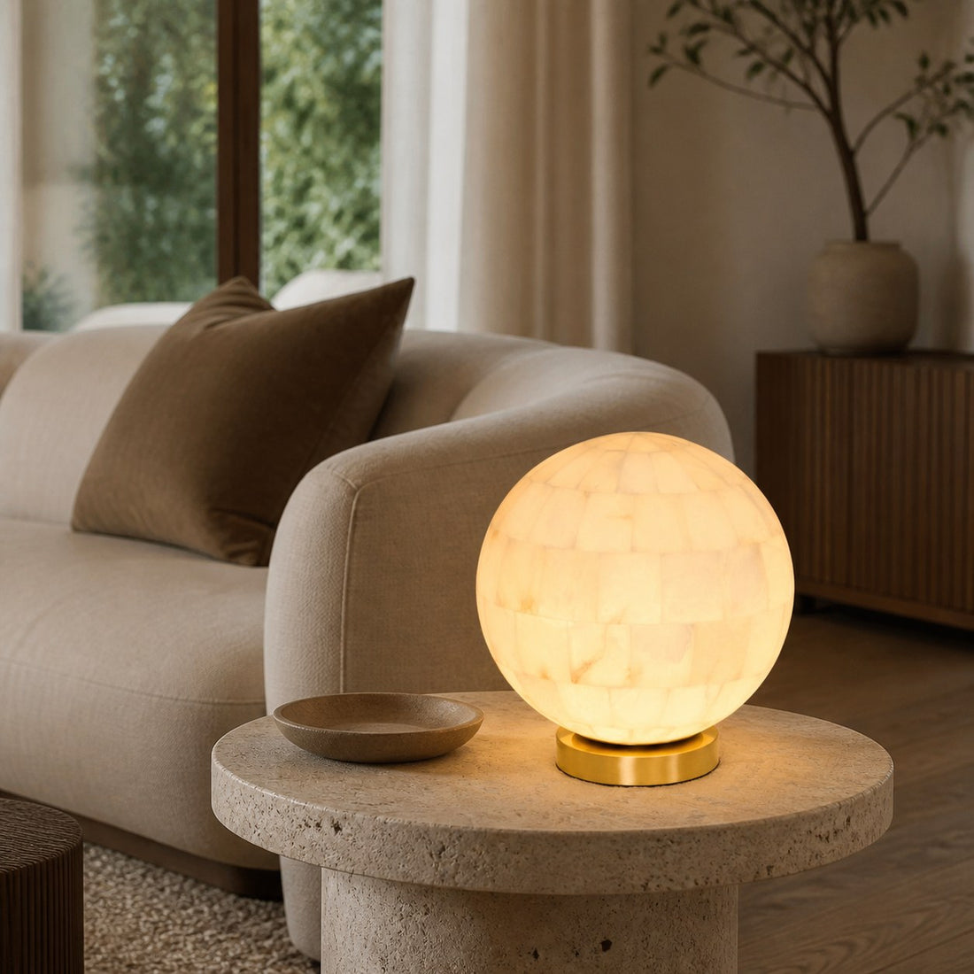 Alabaster Ball Table Lamp