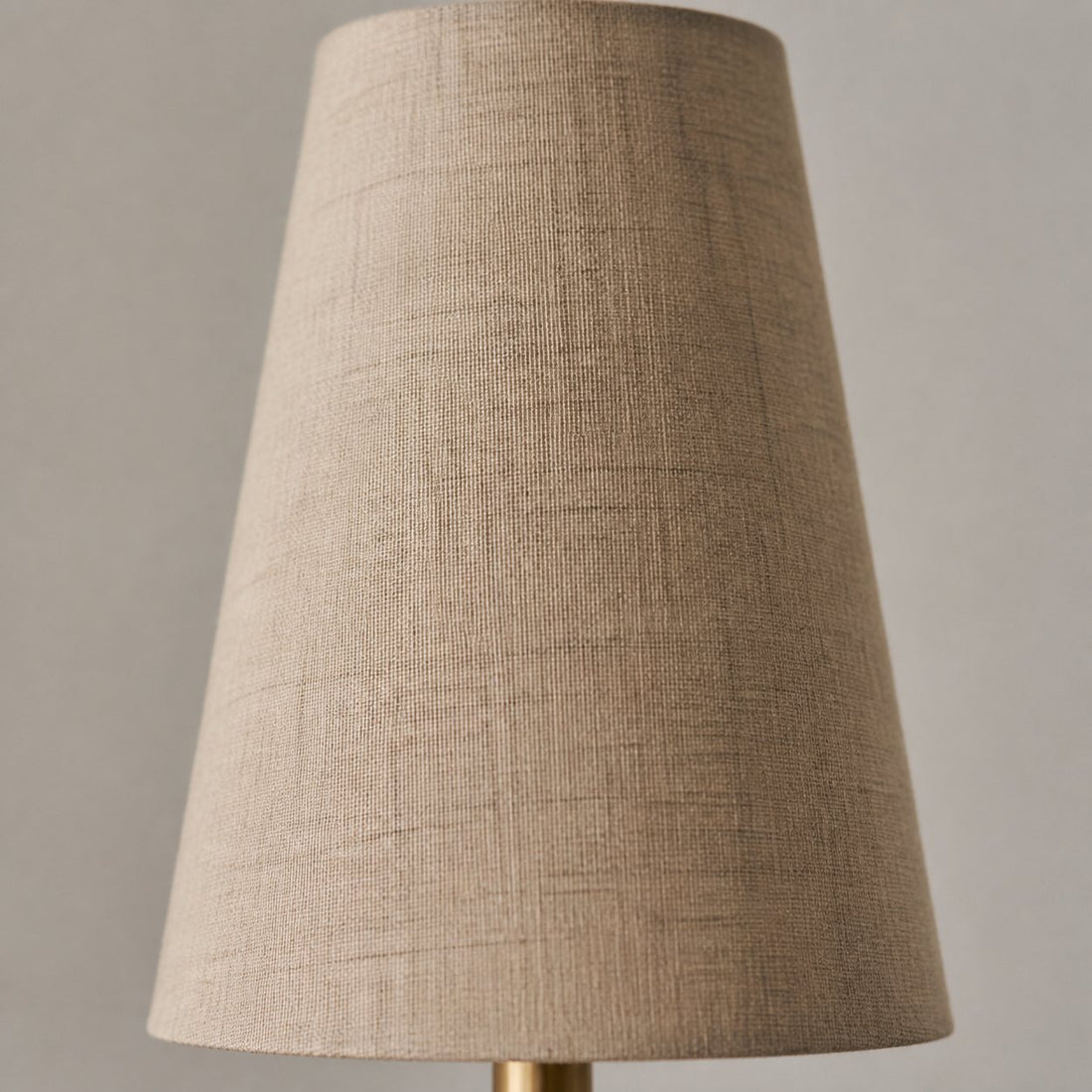 Duova Double Sconce – Antique Brass Metal and Linen Shades for Bedroom or Study