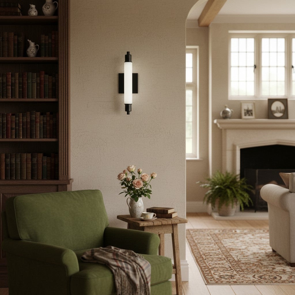 Ornato Luxe Modern Vanity Sconce - Art Deco Wall Light with Cylinder Shade