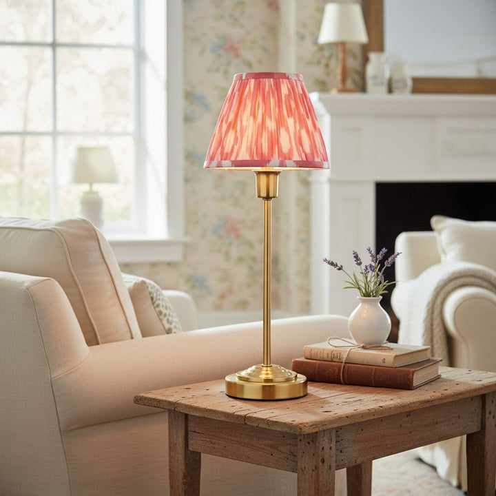 Bronzuno Patterned Fabric Table Lamp - Brass or Bronze Finish Modern-Bohemian Bedside & Living Space Light