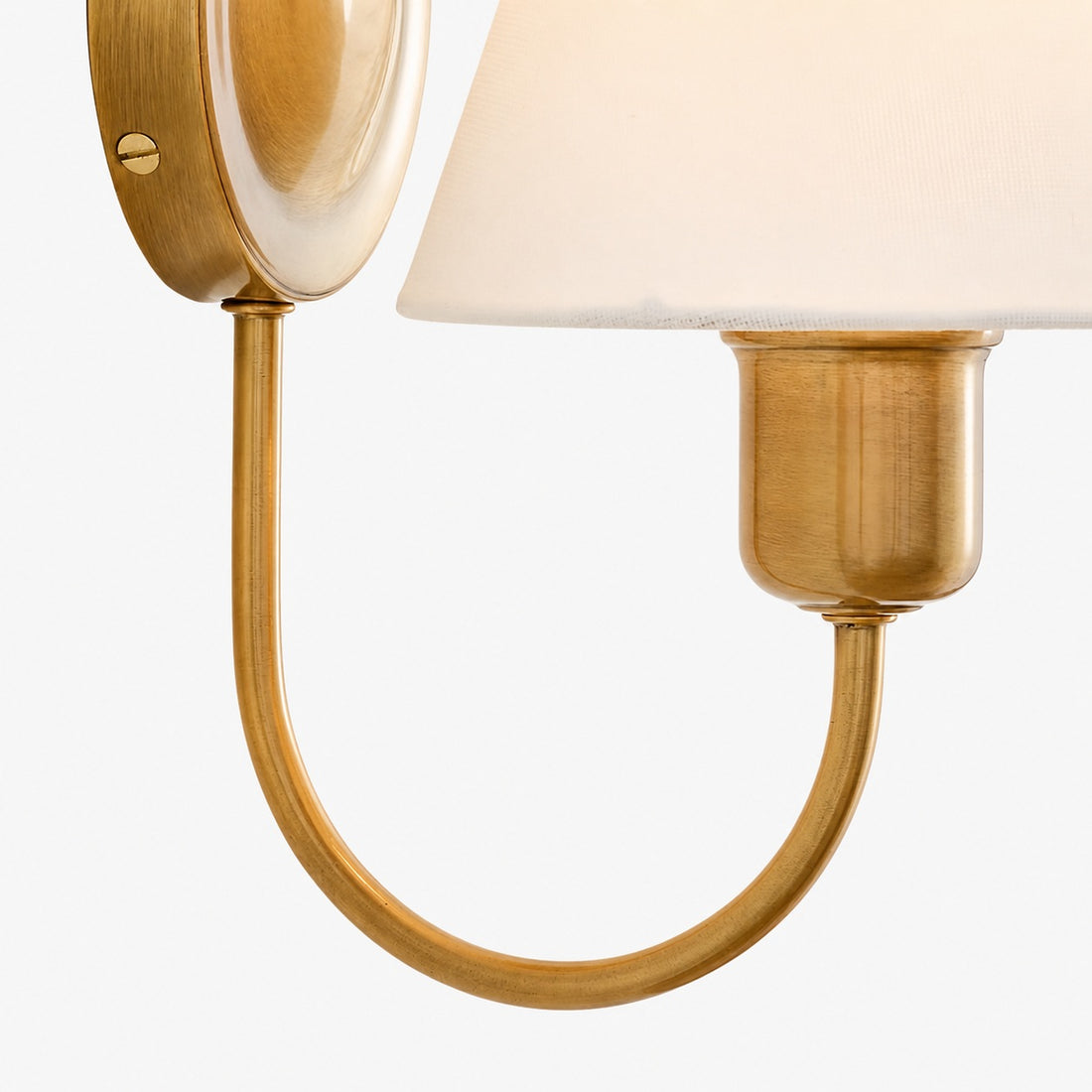 Tracian Wall Sconce - Curved Arm with Glass or Linen Shade for Bedroom