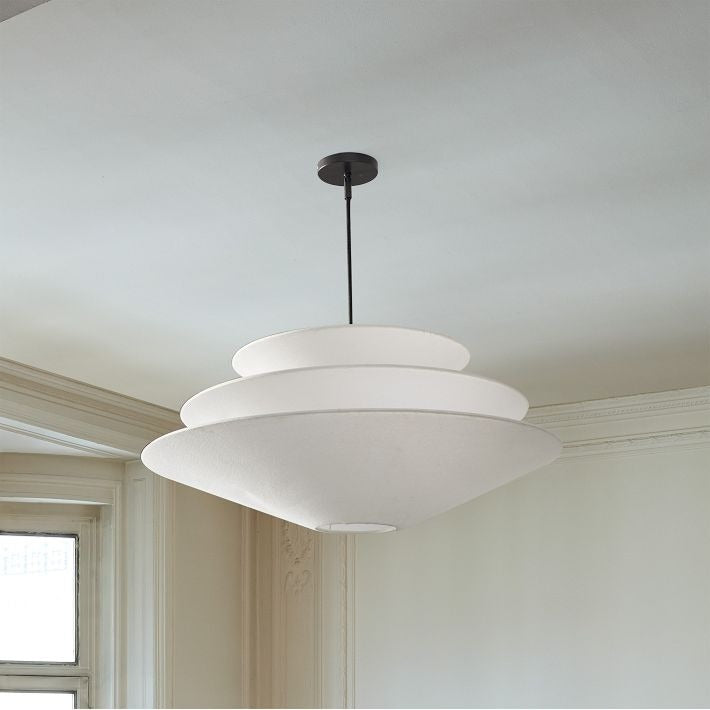 Solivara Pendant – Linen Pendant Light – Layered Shade