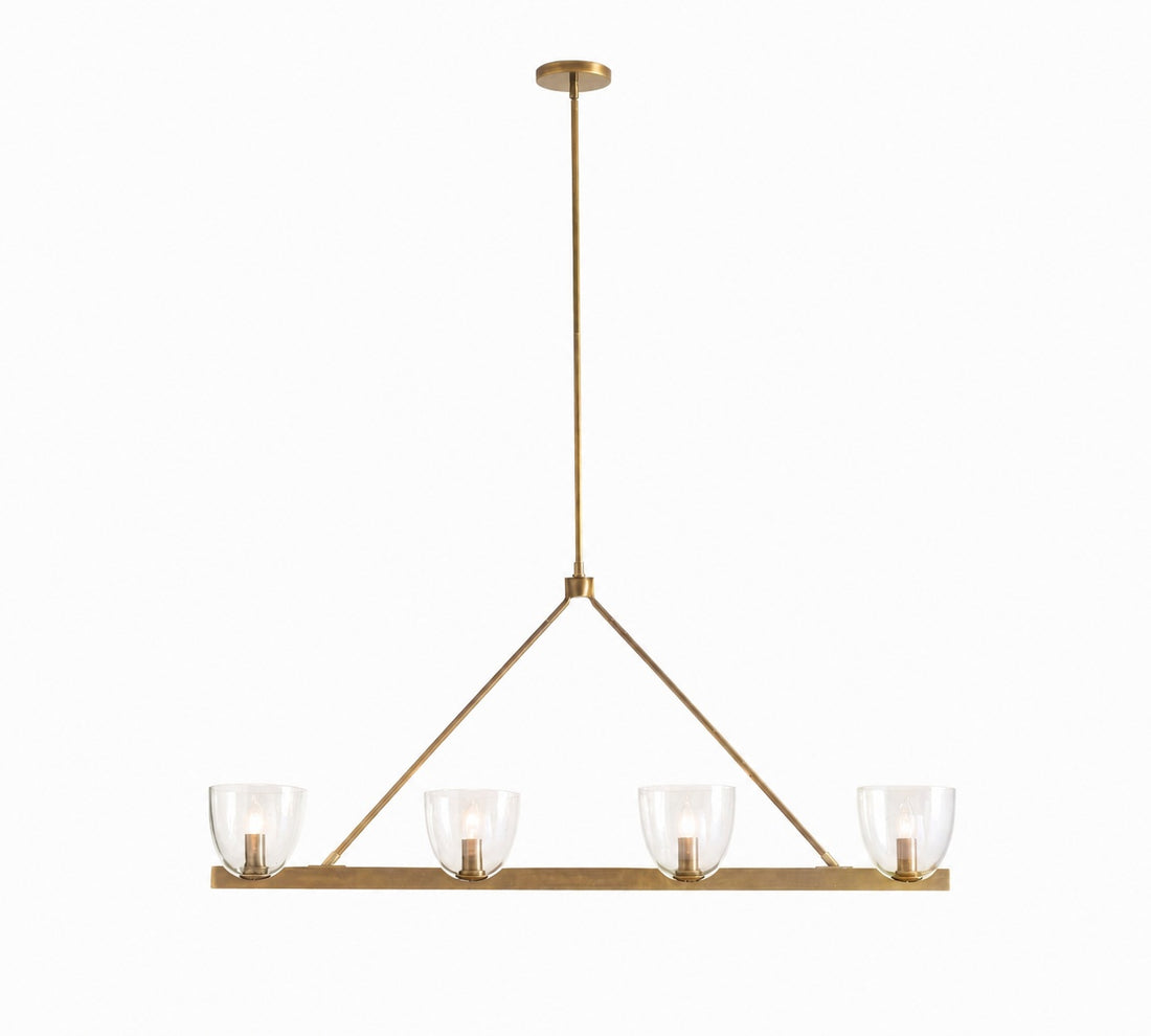 Auria Hand-blown Glass Metal Chandelier - Contemporary Brass Design