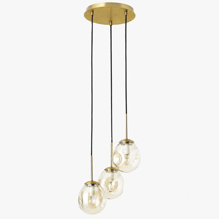 Glissora Hanging Light - Sculptural Cluster Design Tinted Glass and Metal for Entryway